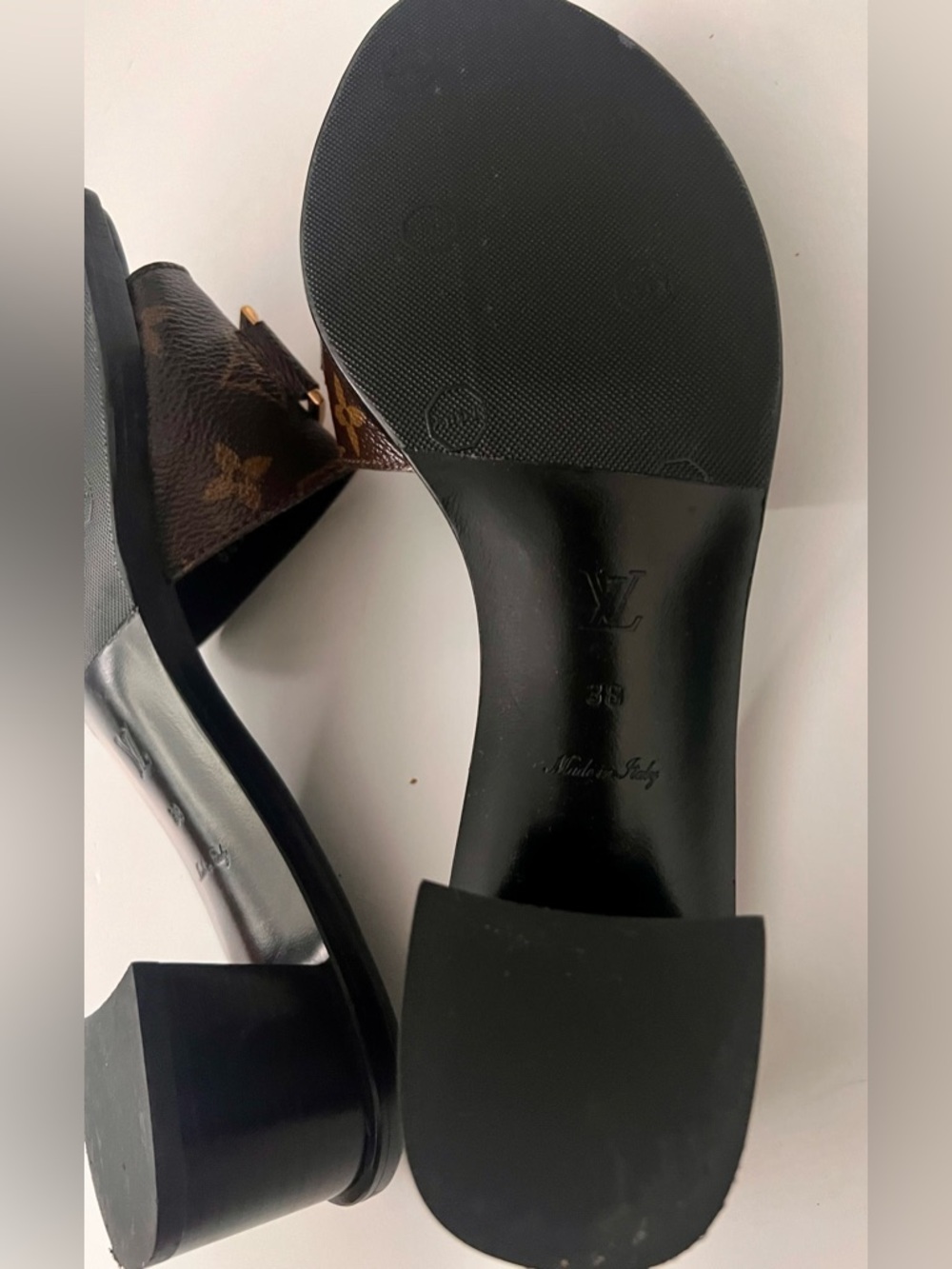 Louis Vuitton Brown Monogram Canvas Lock It Slide Sandals Size 38 - Picture 7 of 13